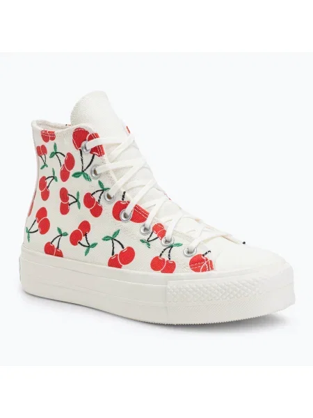 Teniși pentru femei Converse Chuck Taylor All Star Lift Platform Cherries Hi egret/red/green roșu
