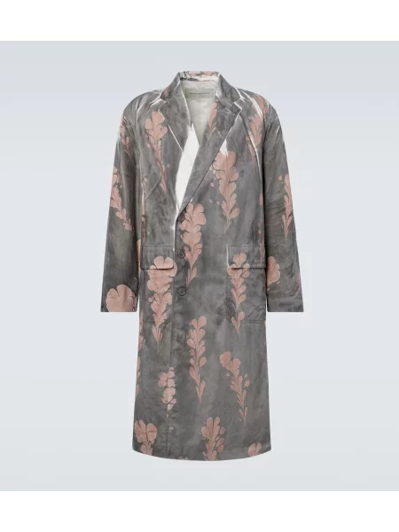 Palton Dries Van Noten cu imagine cu două rânduri de nasturi gri