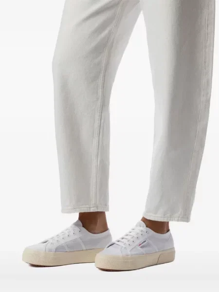 Sneakerși Superga cu șireturi cu platformă din dantelă alb