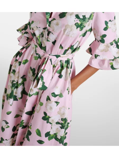 Cu centură rochie tip cămașă Carolina Herrera cu model floral roz