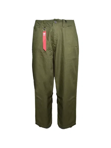 Pantaloni Alpha Industries cu model herringbone conici verde