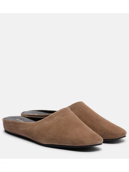 Papuci tip mules Veronica Beard din piele de căprioară maro