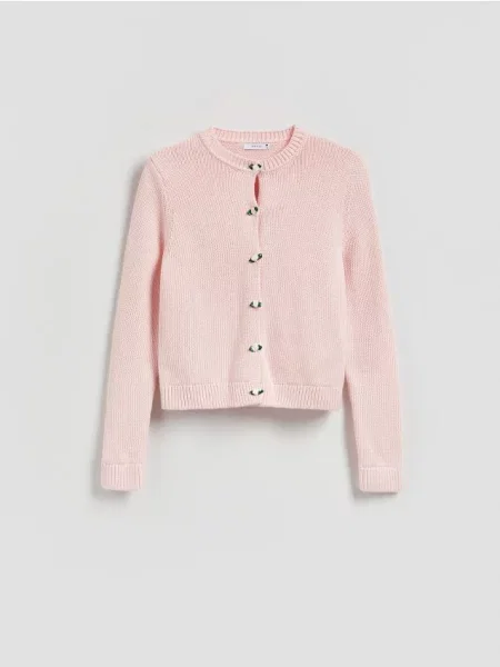 Reserved Cardigan cu decorativi roz-pastel roz