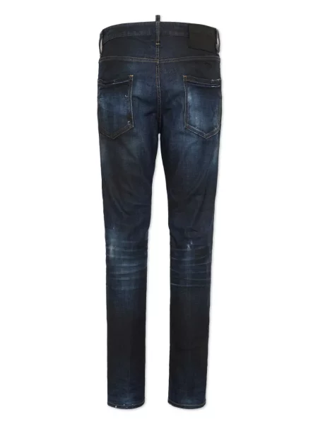 Skinny jeansy skinny Dsquared2 z przetarciami niebieskie