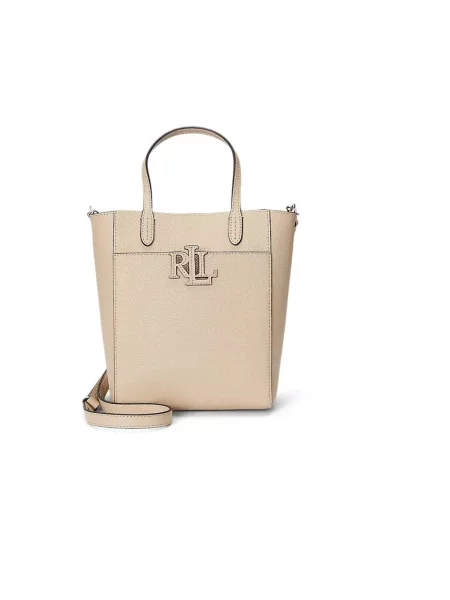 Shopperka Lauren Ralph Lauren skórzana beżowa