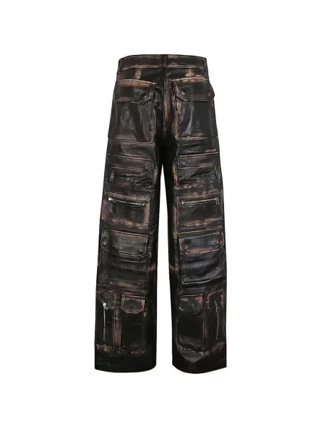 Pantaloni cargo Fermas din piele negru