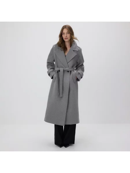 Reserved Dvouřadý kabát s příměsí vlny středně šedá