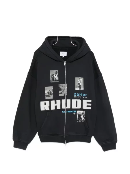 Hanorac cu glugă Rhude cu imagine negru