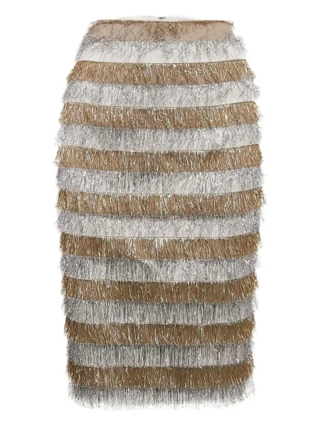 Spódnica Max Mara z frędzli szara