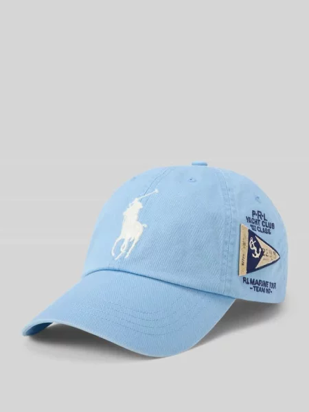 Czapka z daszkiem z czystej bawełny z wyhaftowanym logo Polo Ralph Lauren niebieska