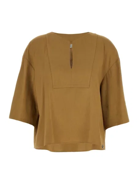 Lniana bluzka Max Mara beżowa
