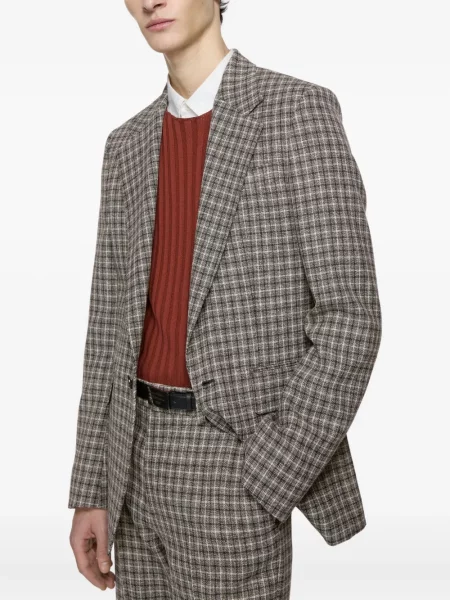 Sacou Acne Studios de lână în carouri maro