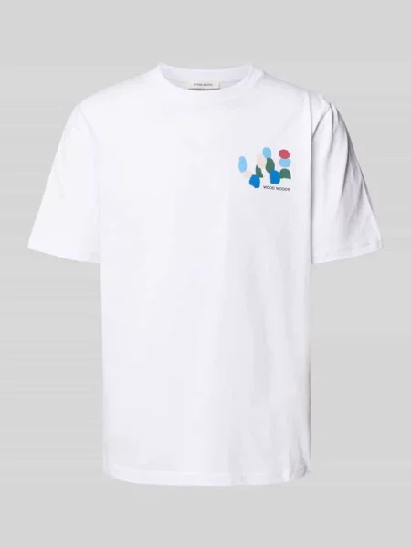 T-shirt z nadrukiem z logo model ‘Bobby’ Wood Wood biała