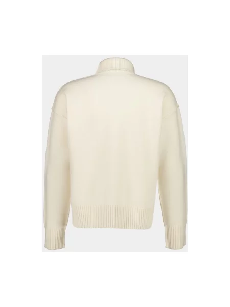 Sweter z golfem Ami Paris wełniany beżowy