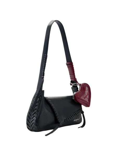 Geanta crossbody Desigual cu motiv cu inimi negru