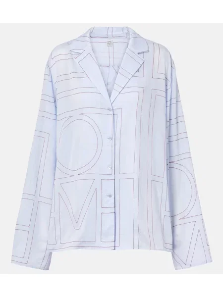Cămașă Toteme cu broderie din poplin albastru