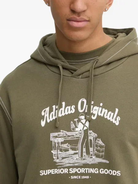 Hanorac cu glugă Adidas cu broderie verde
