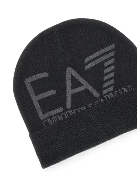 Jacquard kapa Ea7 Emporio Armani s autogramom crna
