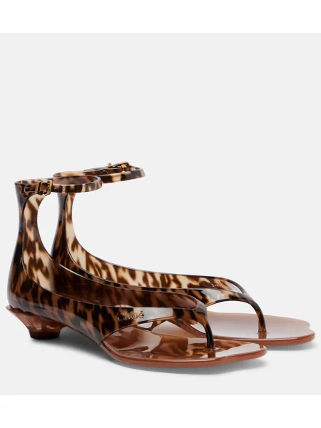 Chiloți tanga Chloé cu imagine cu imprimeu animal print maro