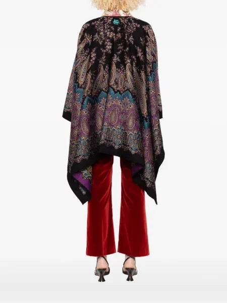 Poncho Etro cu imagine cu model paisley negru
