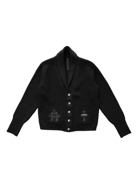 Cardigan Chrome Hearts din cașmir cu motiv cu inimi negru