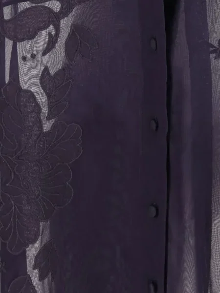 Koszula Forte Forte w kwiatki z organzy fioletowa