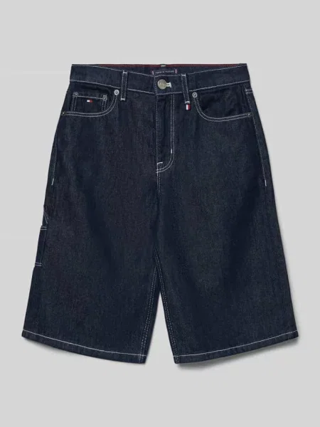 Szorty jeansowe o kroju baggy z mieszanki bawełny i lyocellu Tommy Hilfiger Teens granatowe