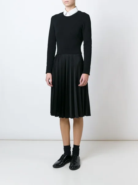 Fusta plisata Noir Kei Ninomiya transparente negru