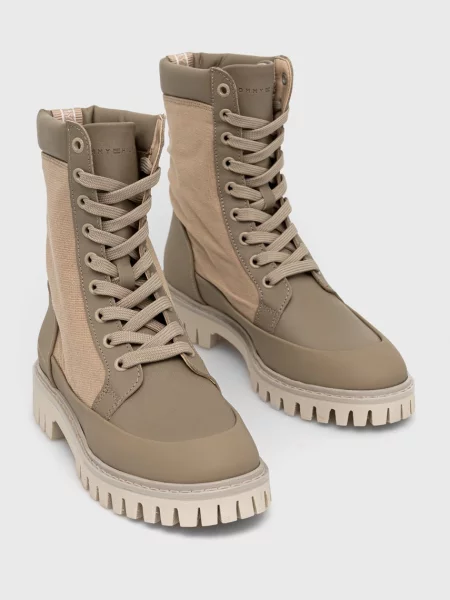 Tommy Hilfiger Buty Kobieta 38 EU skórzane sneakersy z wysoką cholewką beżowy