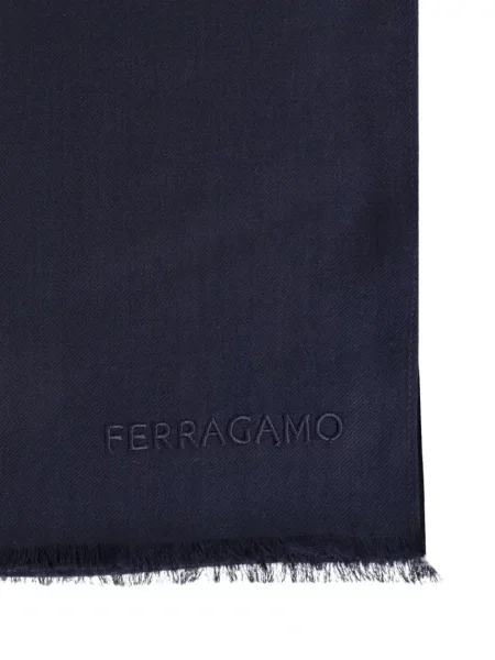 Fular Ferragamo cu broderie albastru