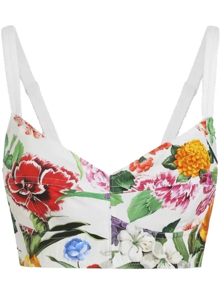 Cropp top Dolce & Gabbana cu model floral cu imagine alb
