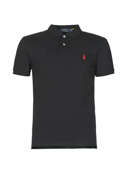 Polo majica Polo Ralph Lauren z vezenjem s kratkimi rokavi z mrežo črna