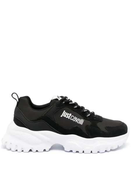 Sneakerși Just Cavalli cu șireturi cu imagine din dantelă negru