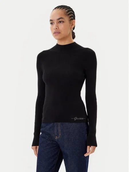 Guess Bluză cu gât negru