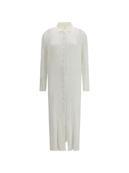 Maksi sukienka maxi Gongdid Design plisowana garniturowa biała