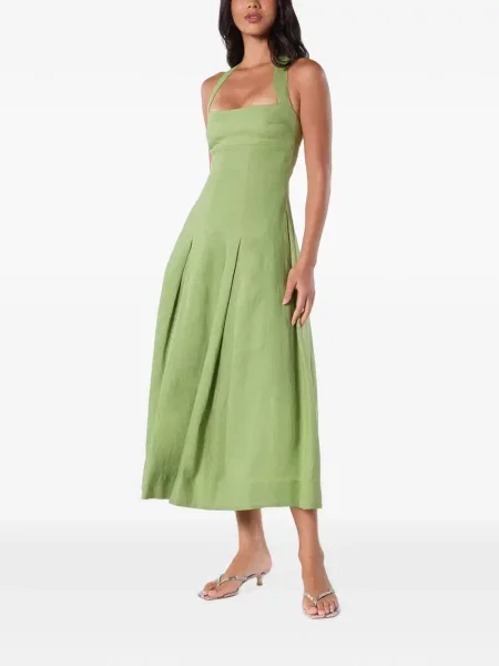 Rochie midi Nicholas cu gât halter verde