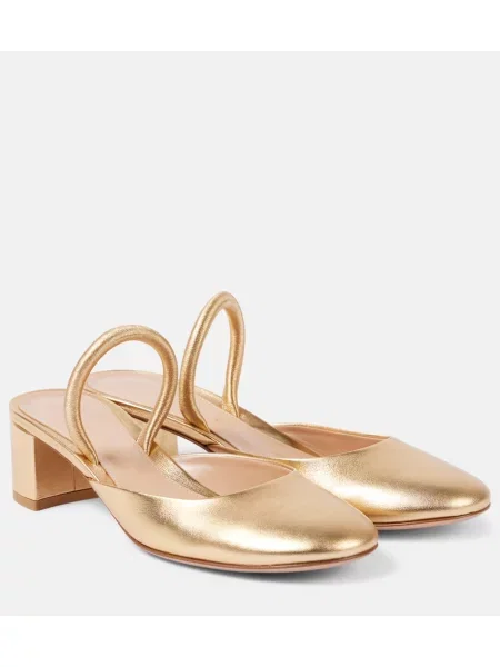 Papuci tip mules Gianvito Rossi din piele auriu