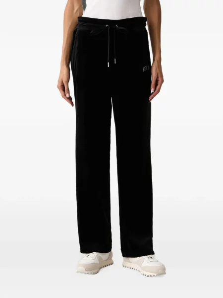 Pantaloni Dkny de catifea alergare cu autograf negru