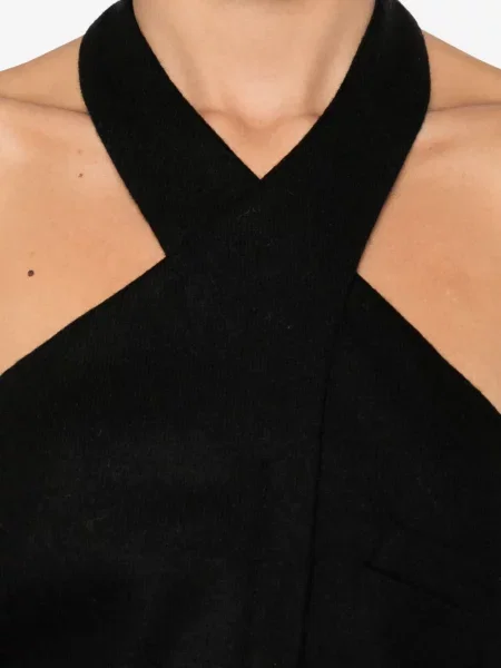 Top Giorgio Armani cu gât halter negru
