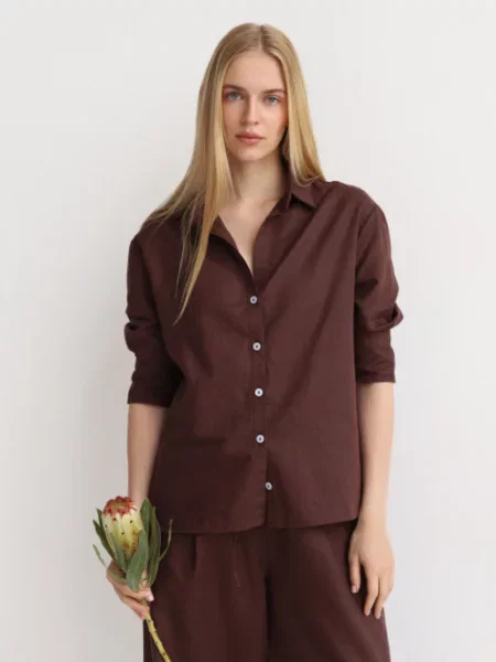 Сорочка Lilove льон/бавовна коричневий