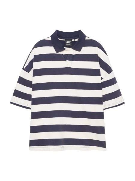 Pull&Bear Tricou bleumarin / roz alb