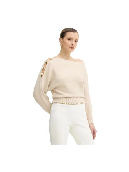 Dzianinowy sweter Guess beżowy