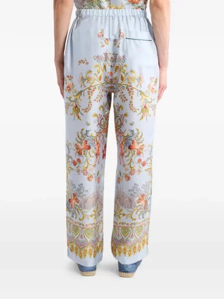 Pantaloni Etro de mătase albastru