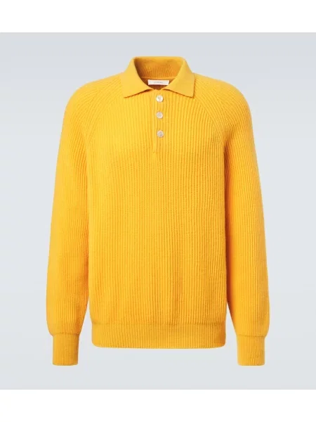 Tricou polo Umit Benan din cașmir galben