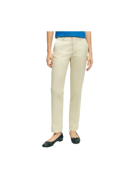 Сhinosy Brooks Brothers ze stretchu beżowe