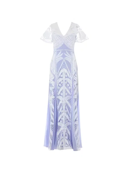 Rochie Temperley London cu broderie albastru