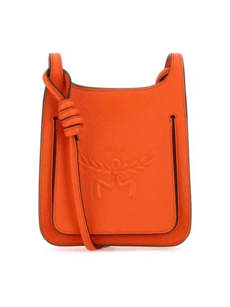 Mała mały torebka hobo Mcm skórzana pomarańczowa
