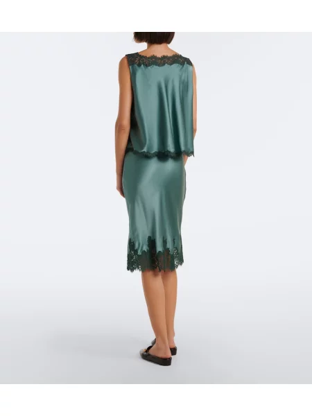 Fustă midi Dôen din satin verde