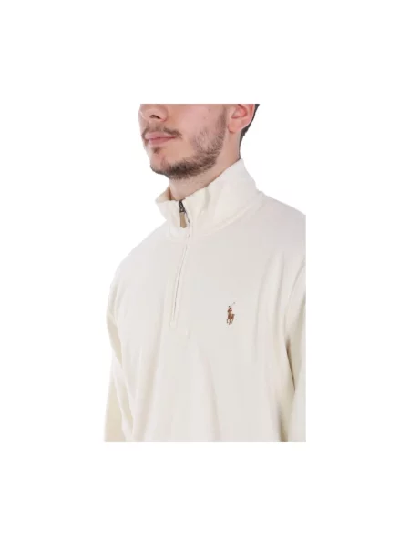 Dzianinowy sweter Polo Ralph Lauren ze stójką beżowy