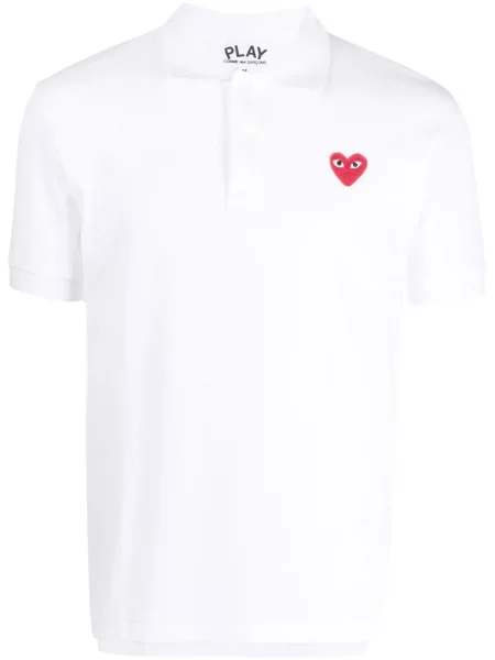 Polo Comme Des Garcons Play cu motiv cu inimi alb
